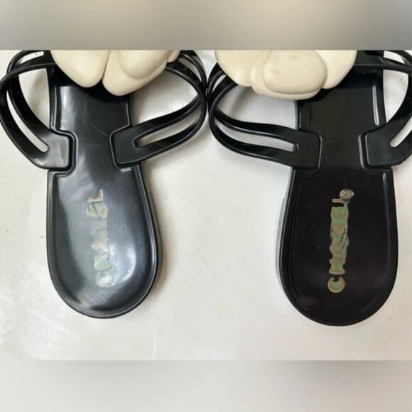 Chanel black sandals with flowers size 39 US 8 - Picture 7 of 11